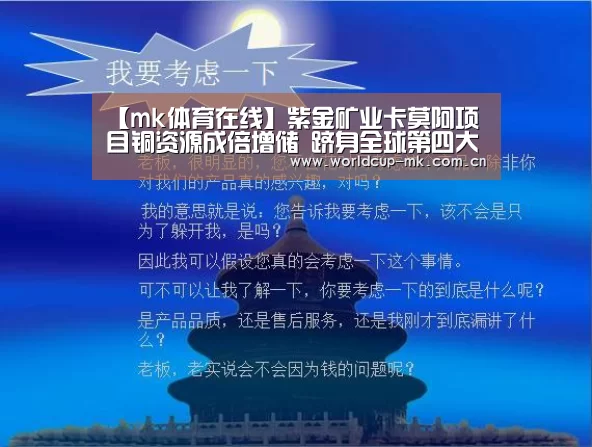 【mk体育在线】紫金矿业卡莫阿项目铜资源成倍增储 跻身全球第